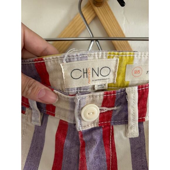 Anthropologie Chino Shorts Women's 25 Relaxed Multi Color Stripes Pockets - Picture 4 of 9